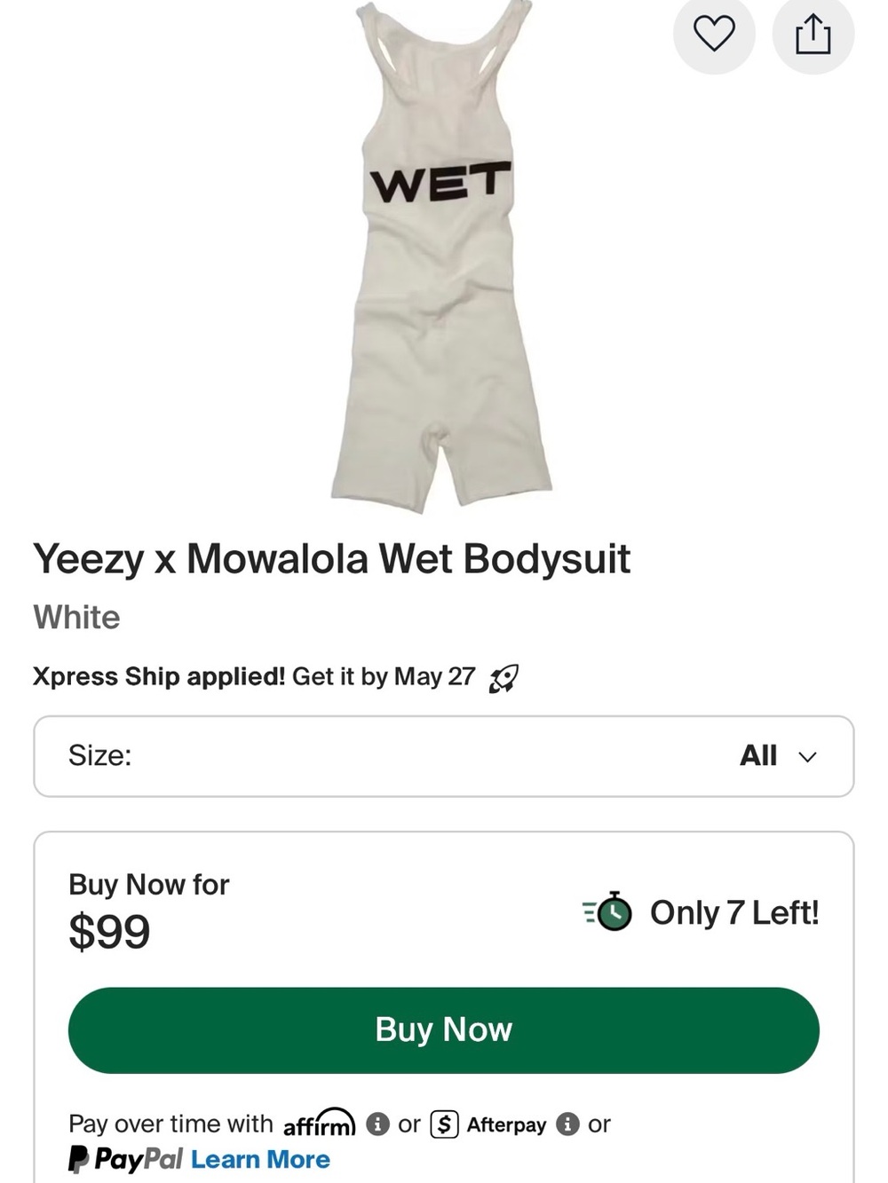 YEEZY x Mowalola WET white bodysuit - Picture 7 of 8